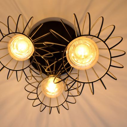 Candelabro suspenso LED MERCURE 3xE27/15W/230V ø 50 cm preto