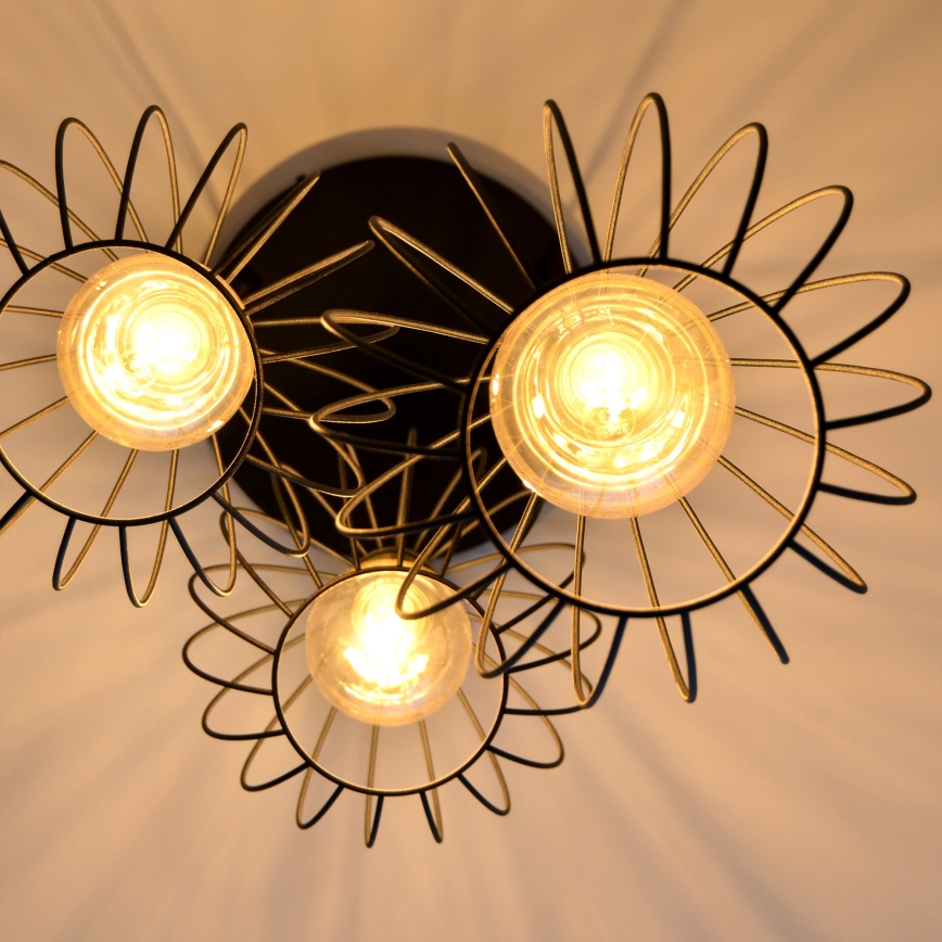 Candelabro suspenso LED MERCURE 3xE27/15W/230V ø 50 cm preto