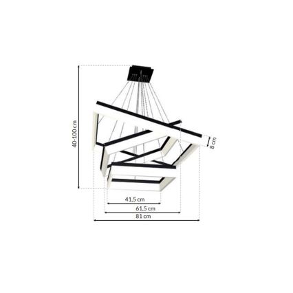 Candelabro suspenso LED NERO 3xLED/140W/230V