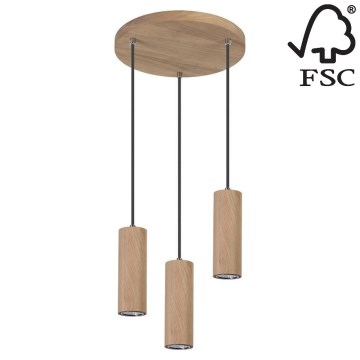 Candelabro suspenso LED PIPE 3xGU10/5W/230V carvalho mate - certificado por FSC