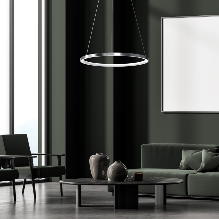 Candelabro suspenso LED ROTONDA LED/27W/230V cromado brilhante