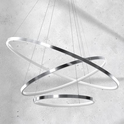 Candelabro suspenso LED ROTONDA LED/93W/230V cromado brilhante