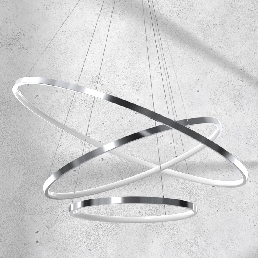 Candelabro suspenso LED ROTONDA LED/93W/230V cromado brilhante