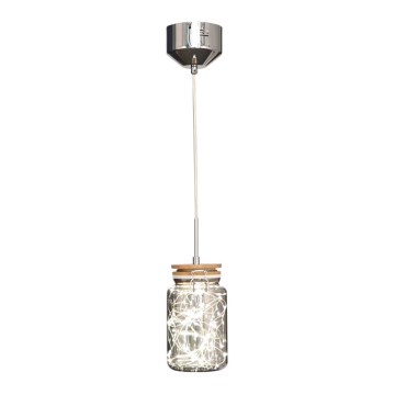 Candelabro suspenso LED SHOCK LED/5W/230V cromado brilhante/madeira