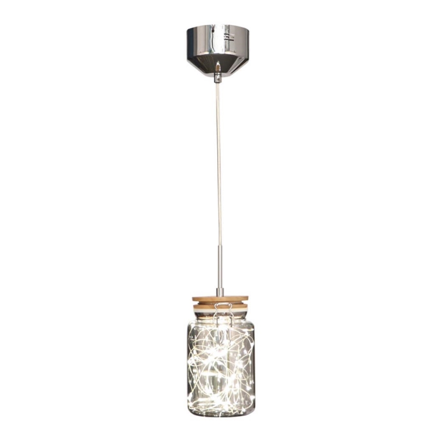 Candelabro suspenso LED SHOCK LED/5W/230V cromado brilhante/madeira