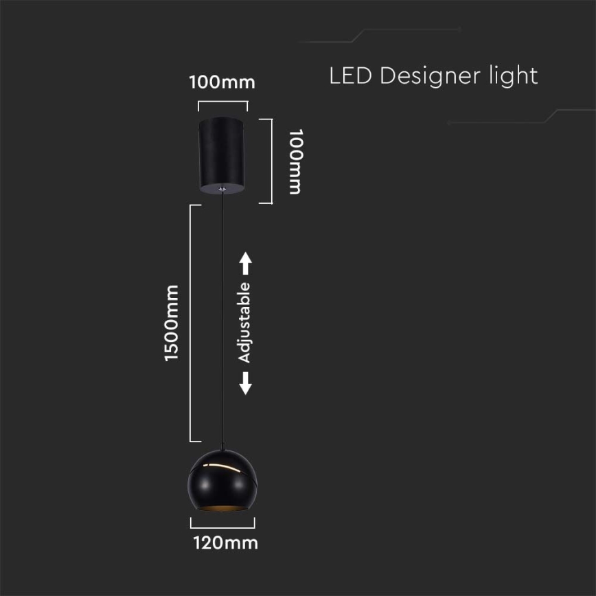 Candelabro suspenso LED táctil LED/8,5W/230V 3000K preto