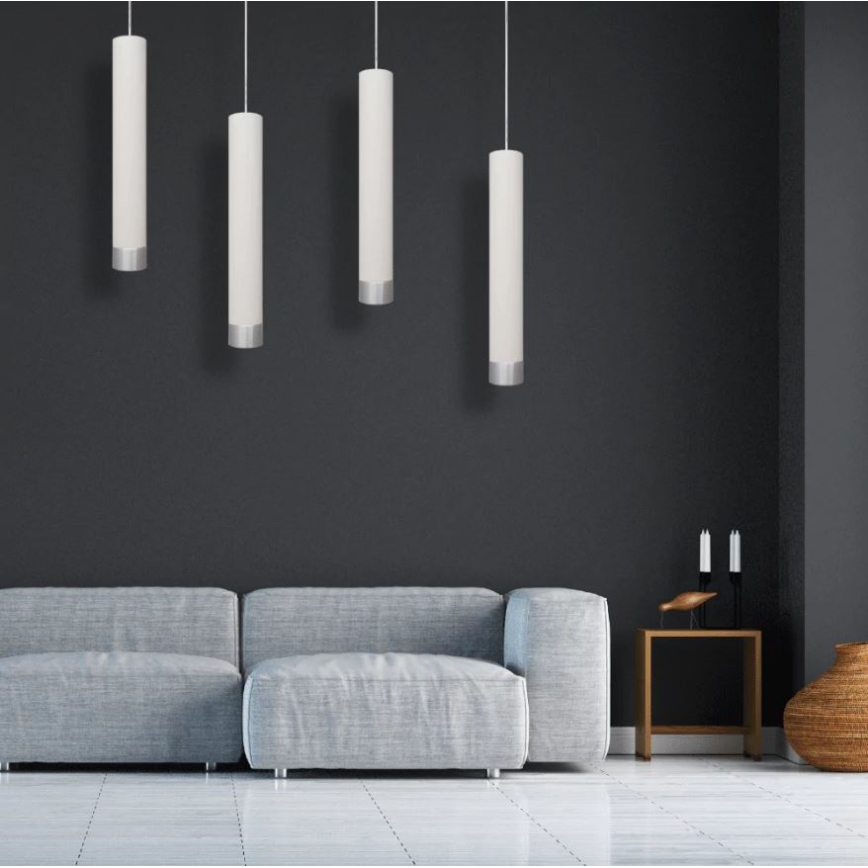Candelabro suspenso LED TUBA 1xGU10/4,8W/230V branco/cromado mate