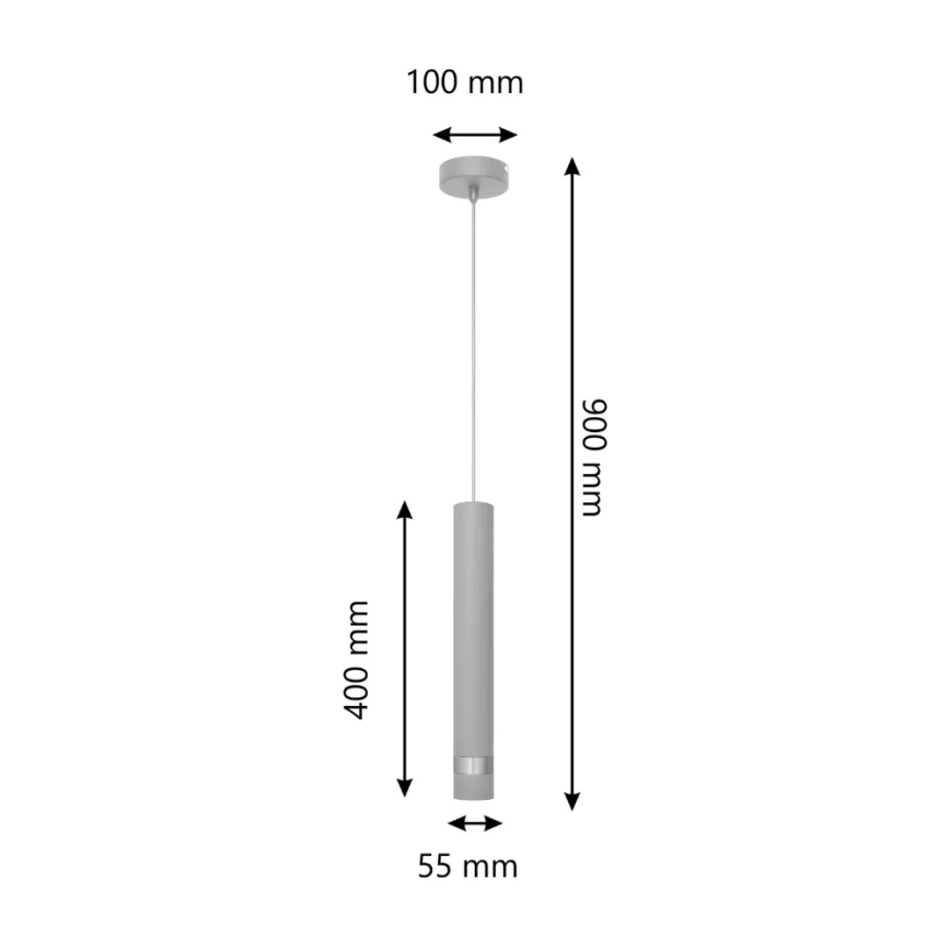 Candelabro suspenso LED TUBA 1xGU10/4,8W/230V cinzento/cromado brilhante