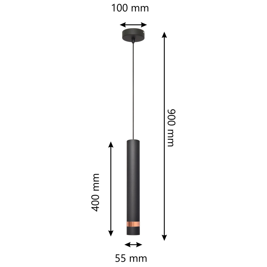 Candelabro suspenso LED TUBA 1xGU10/4,8W/230V preto/cobre