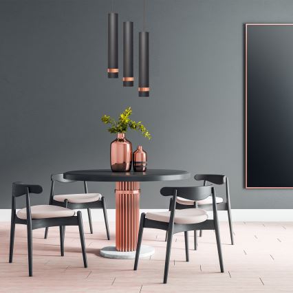 Candelabro suspenso LED TUBA 3xGU10/4,8W/230V preto/cobre