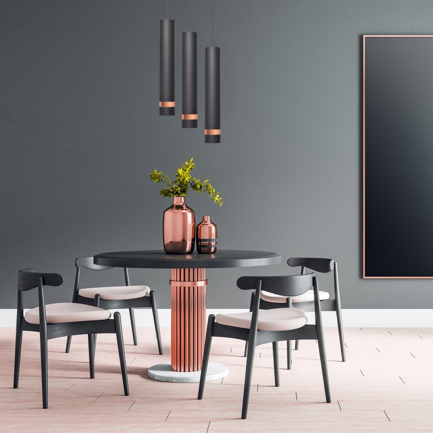 Candelabro suspenso LED TUBA 3xGU10/4,8W/230V preto/cobre