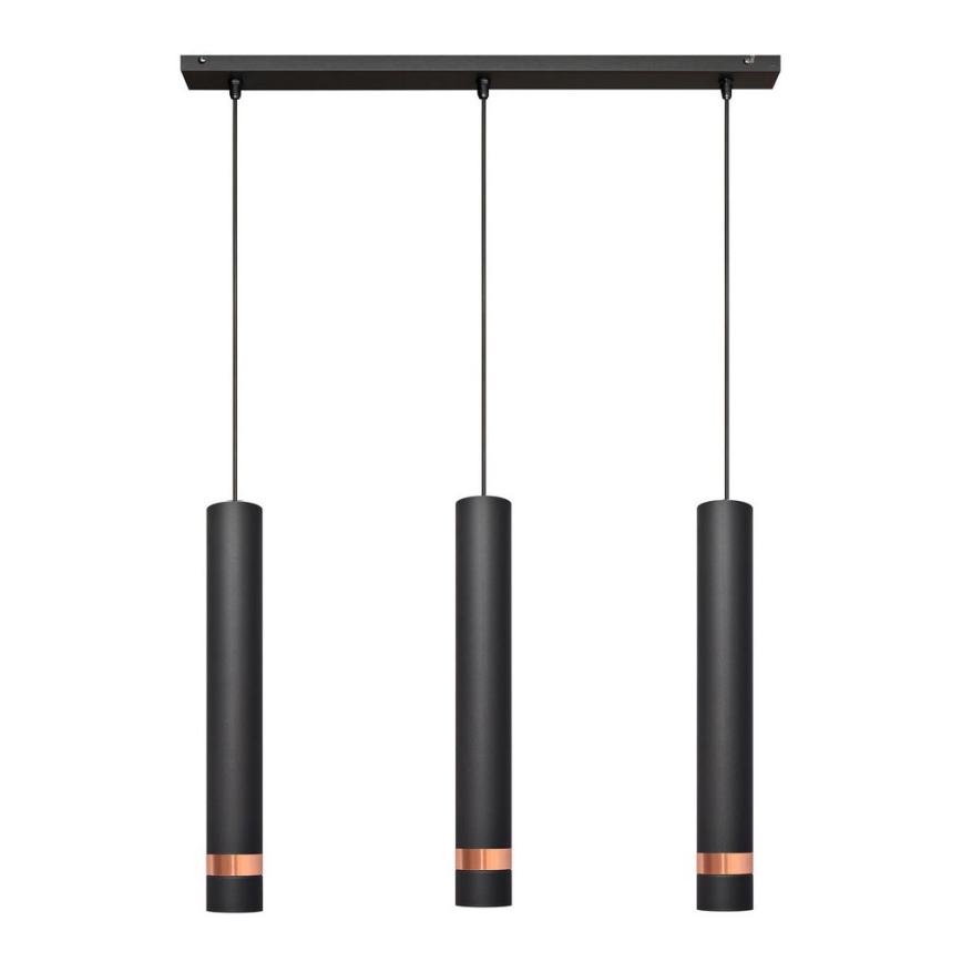 Candelabro suspenso LED TUBA 3xGU10/4,8W/230V preto/cobre