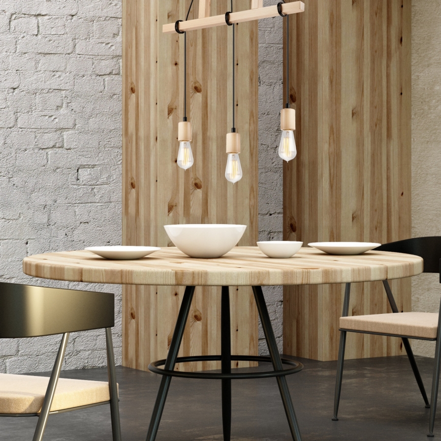 Candelabro suspenso LEON 3xE27/60W/230V faia - FSC certificado