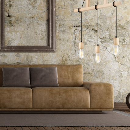 Candelabro suspenso LEON 3xE27/60W/230V faia - FSC certificado