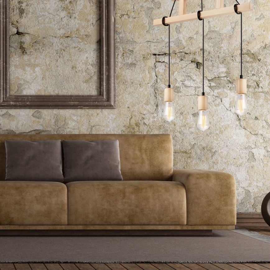 Candelabro suspenso LEON 3xE27/60W/230V faia - FSC certificado