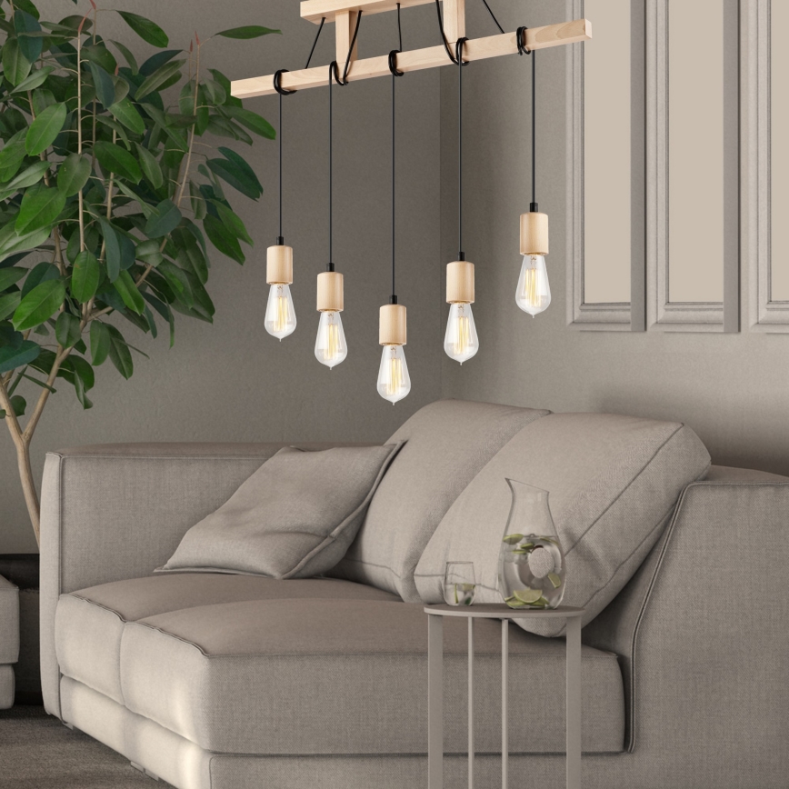 Candelabro suspenso LEON 5xE27/60W/230V faia - FSC certificado