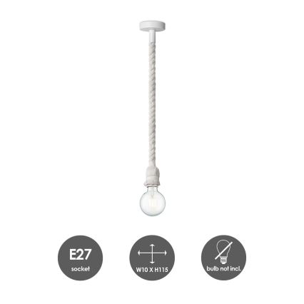 Candelabro suspenso LEONARDO ROPE 1xE27/10W/230V branco