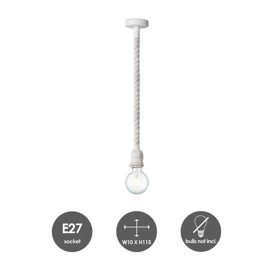 Candelabro suspenso LEONARDO ROPE 1xE27/10W/230V branco