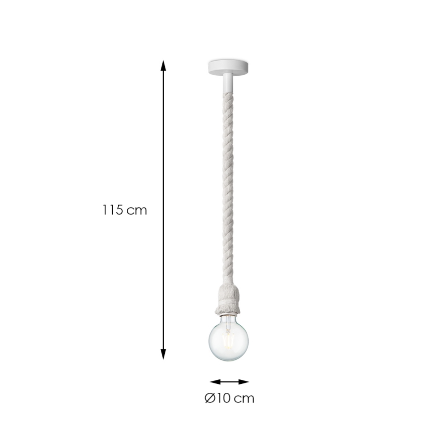 Candelabro suspenso LEONARDO ROPE 1xE27/10W/230V branco