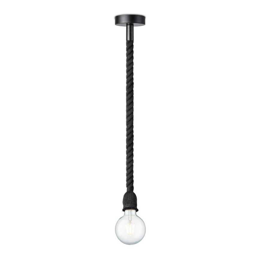 Candelabro suspenso LEONARDO ROPE 1xE27/10W/230V preto