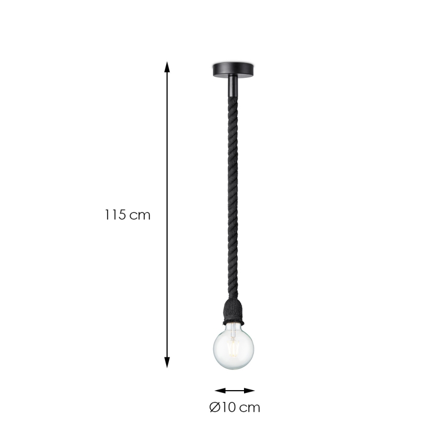 Candelabro suspenso LEONARDO ROPE 1xE27/10W/230V preto