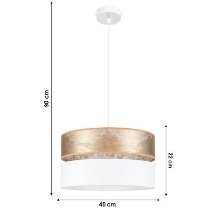 Candelabro suspenso LIMA 1xE27/60W/230V branco/dourado