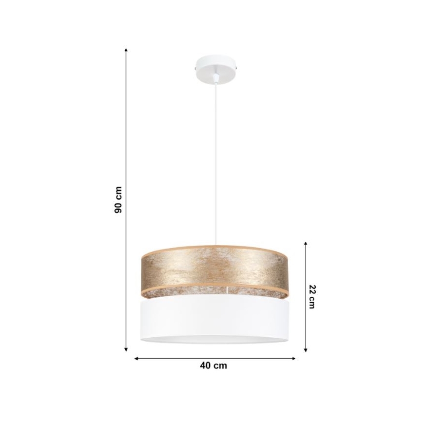 Candelabro suspenso LIMA 1xE27/60W/230V branco/dourado