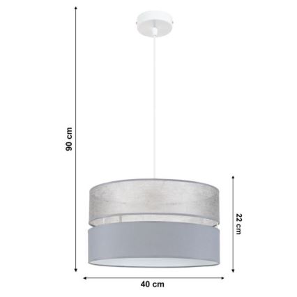 Candelabro suspenso LIMA 1xE27/60W/230V cinzento