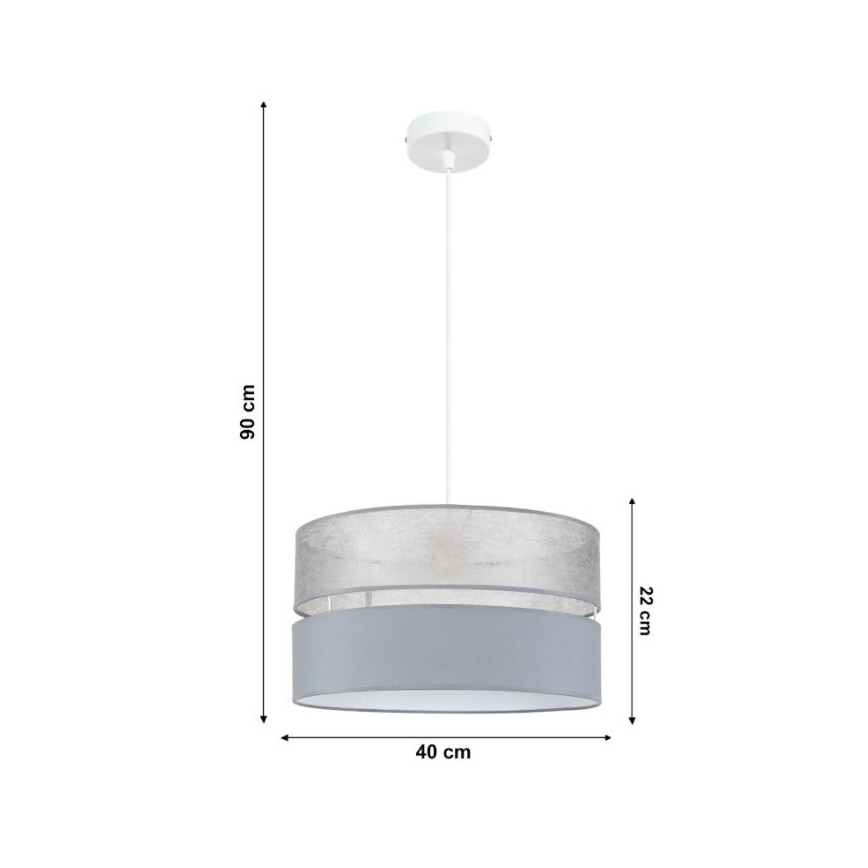 Candelabro suspenso LIMA 1xE27/60W/230V cinzento