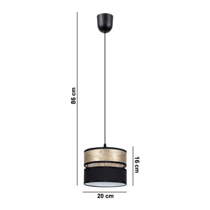 Candelabro suspenso LIMA 1xE27/60W/230V dourado/preto