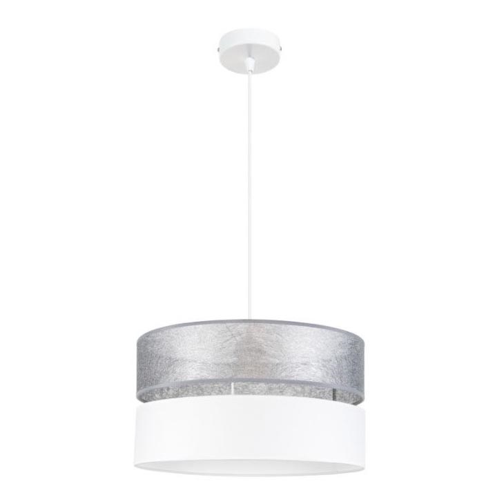 Candelabro suspenso LIMA 1xE27/60W/230V prateado/branco