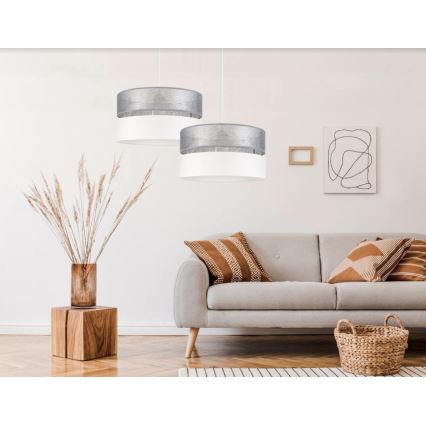 Candelabro suspenso LIMA 1xE27/60W/230V prateado/branco