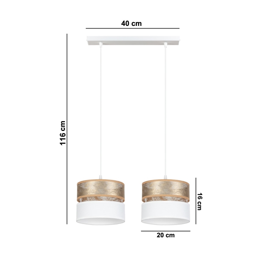 Candelabro suspenso LIMA 2xE27/60W/230V dourado/branco