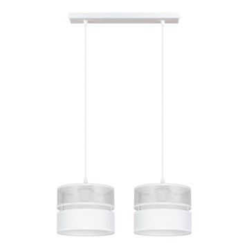 Candelabro suspenso LIMA 2xE27/60W/230V prateado/branco