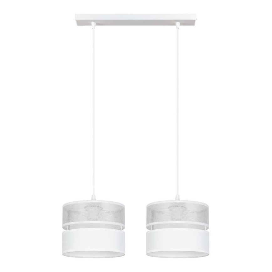 Candelabro suspenso LIMA 2xE27/60W/230V prateado/branco