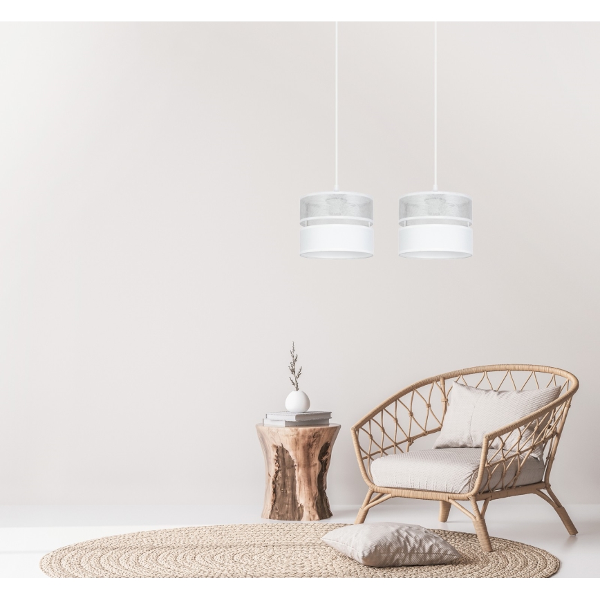 Candelabro suspenso LIMA 2xE27/60W/230V prateado/branco