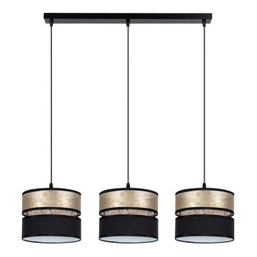 Candelabro suspenso LIMA 3xE27/60W/230V dourada/preto