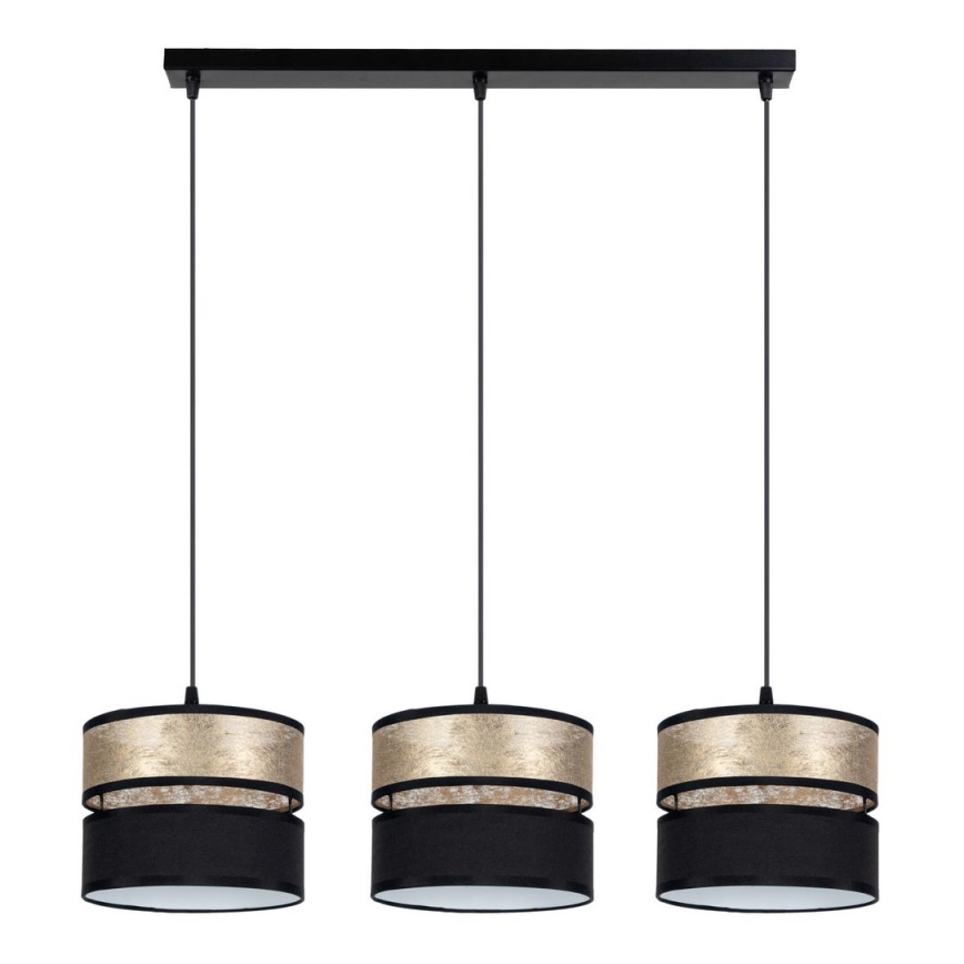 Candelabro suspenso LIMA 3xE27/60W/230V dourada/preto