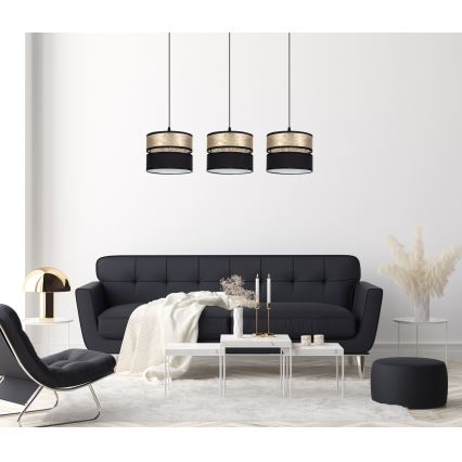 Candelabro suspenso LIMA 3xE27/60W/230V dourada/preto
