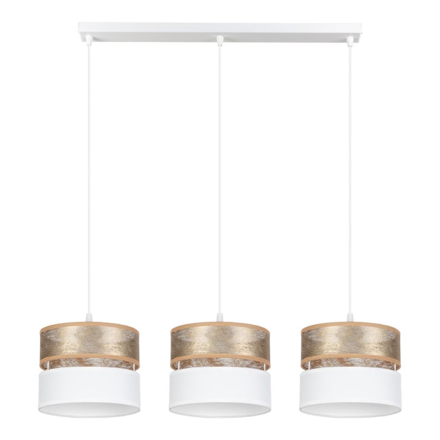 Candelabro suspenso LIMA 3xE27/60W/230V dourado/branco
