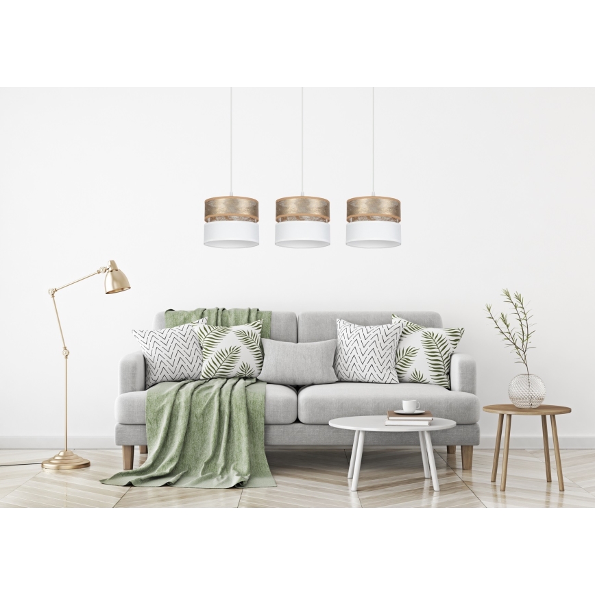 Candelabro suspenso LIMA 3xE27/60W/230V dourado/branco