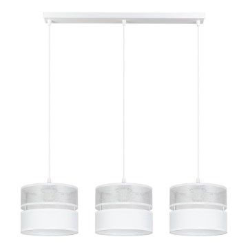 Candelabro suspenso LIMA 3xE27/60W/230V prateado/branco