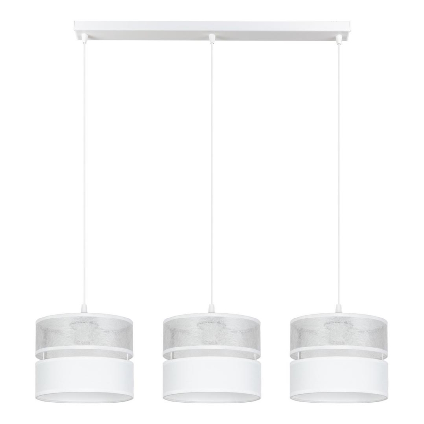Candelabro suspenso LIMA 3xE27/60W/230V prateado/branco