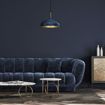 Candelabro suspenso LINCOLN 1xE27/60W/230V d. 35 cm azul