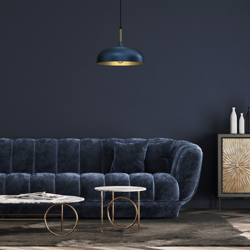 Candelabro suspenso LINCOLN 1xE27/60W/230V d. 35 cm azul