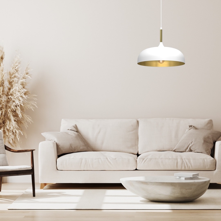 Candelabro suspenso LINCOLN 1xE27/60W/230V d. 35 cm branco