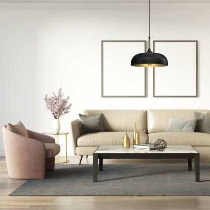 Candelabro suspenso LINCOLN 1xE27/60W/230V d. 35 cm preto