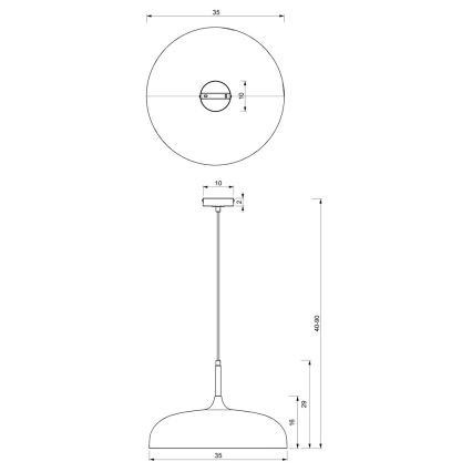 Candelabro suspenso LINCOLN 1xE27/60W/230V d. 35 cm preto