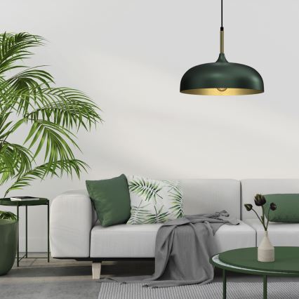 Candelabro suspenso LINCOLN 1xE27/60W/230V d. 35 cm verde
