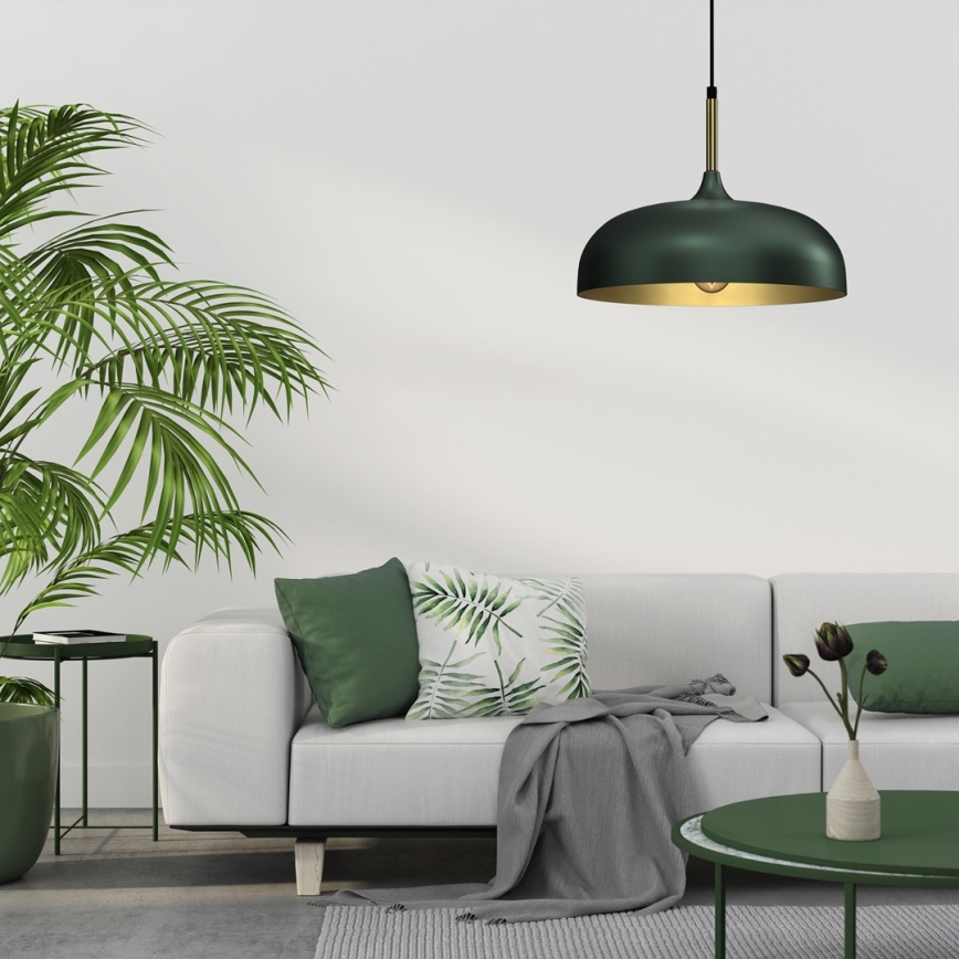Candelabro suspenso LINCOLN 1xE27/60W/230V d. 35 cm verde